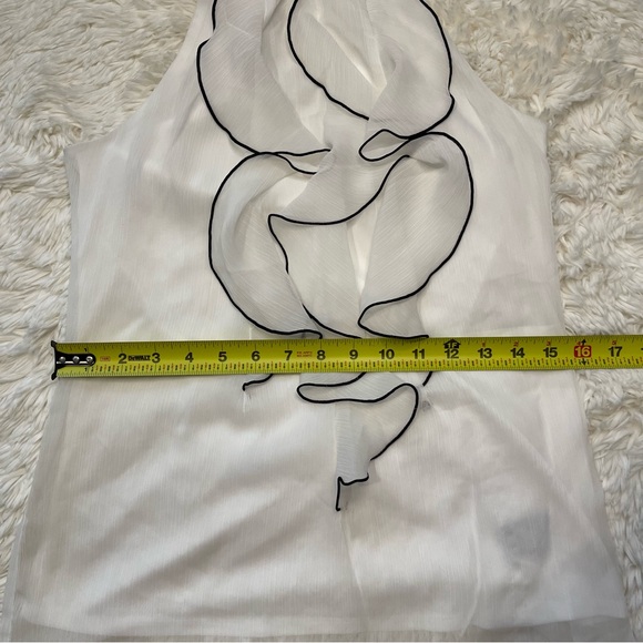 BCX White & Black High Neck Ruffle Trim Sleeveless Top - Picture 10 of 11